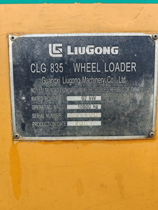 2007 Liugong clg 835 front end loader - Image 2